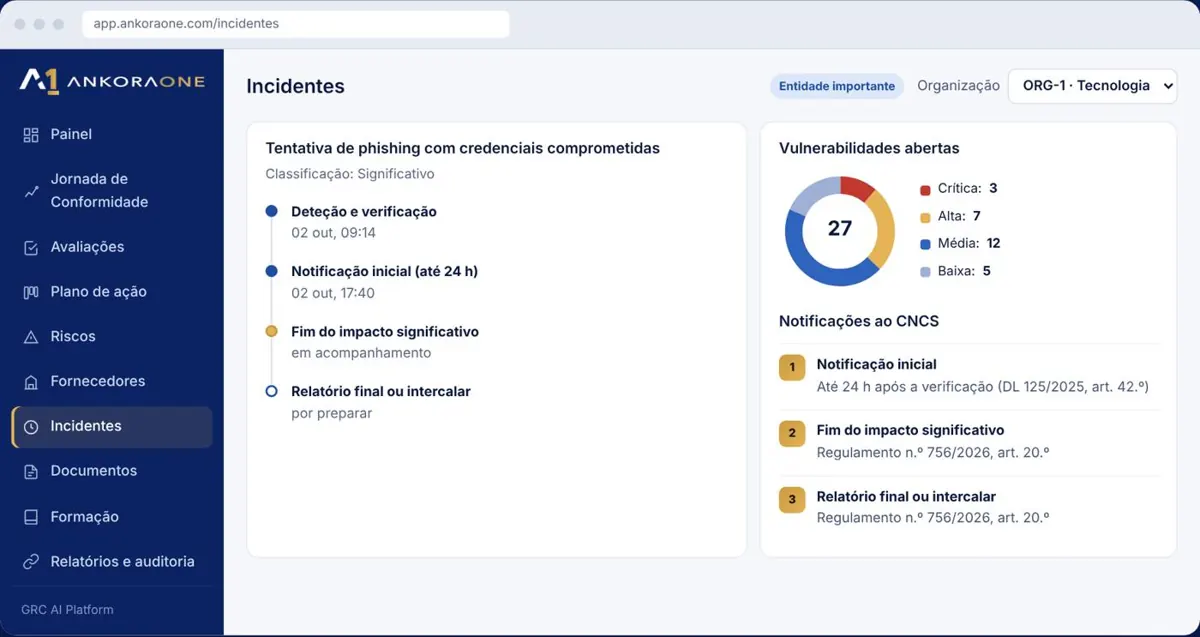 Incidentes: as três notificações ao CNCS